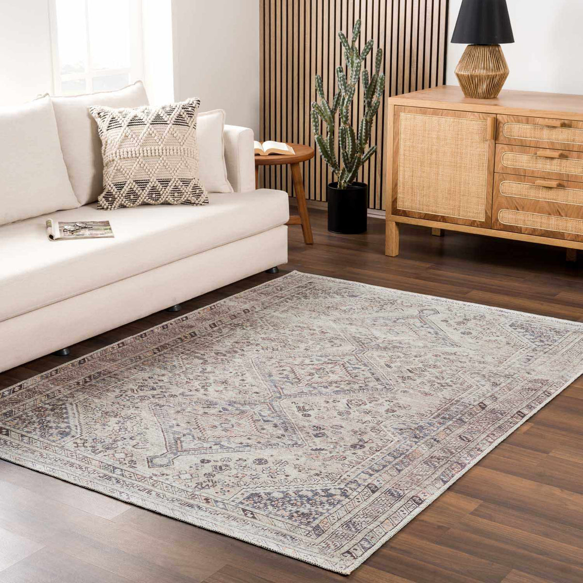 Barny Tan Washable Area Rug