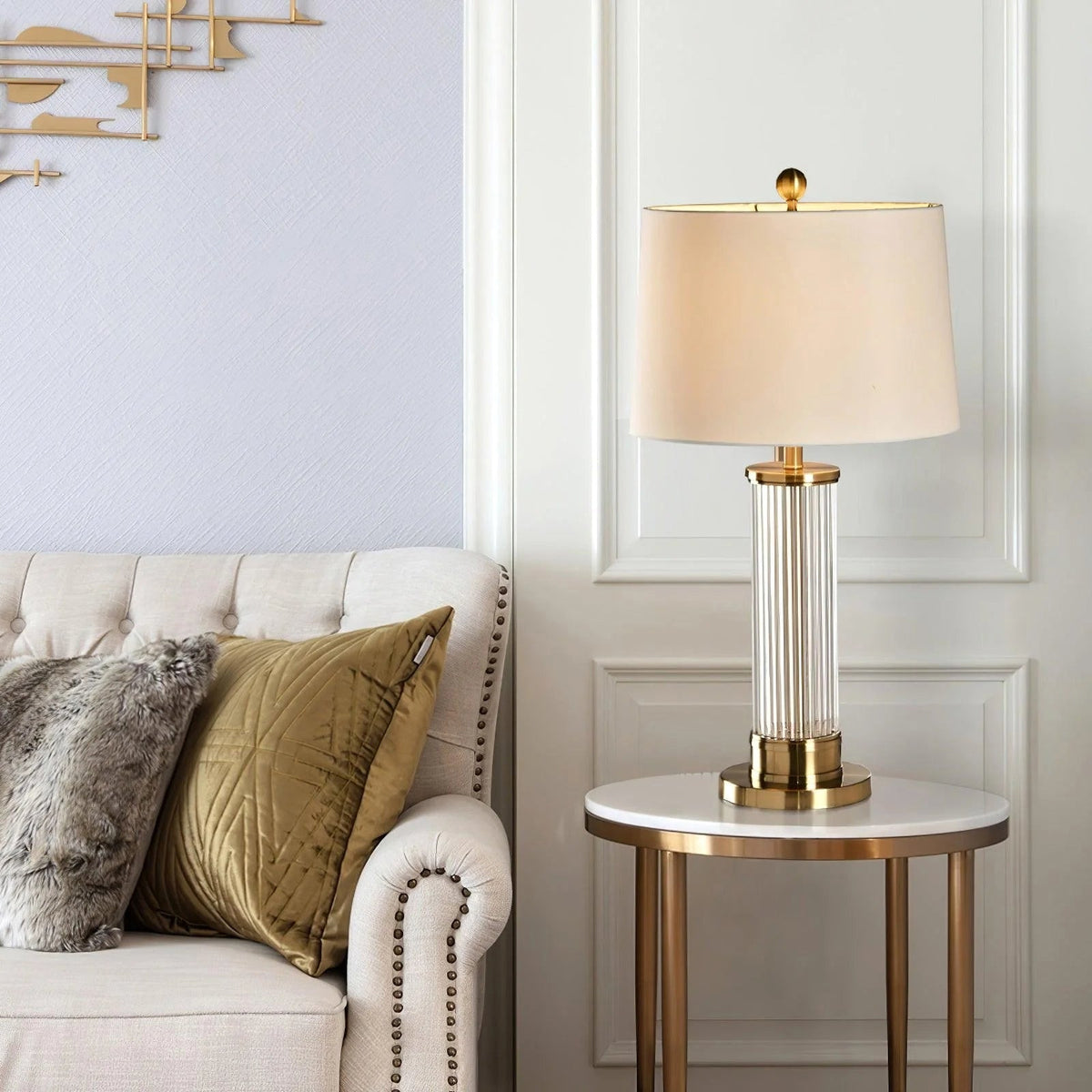 Round Metal Glass Table Lamp