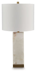 Linderfield - Alabaster Table Lamp - White / Gold Finish