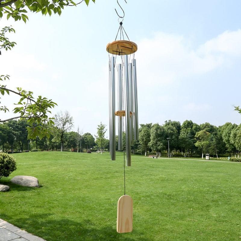 Silver 6 Tube Wind Chime For Outdoor Garden Yard Patio